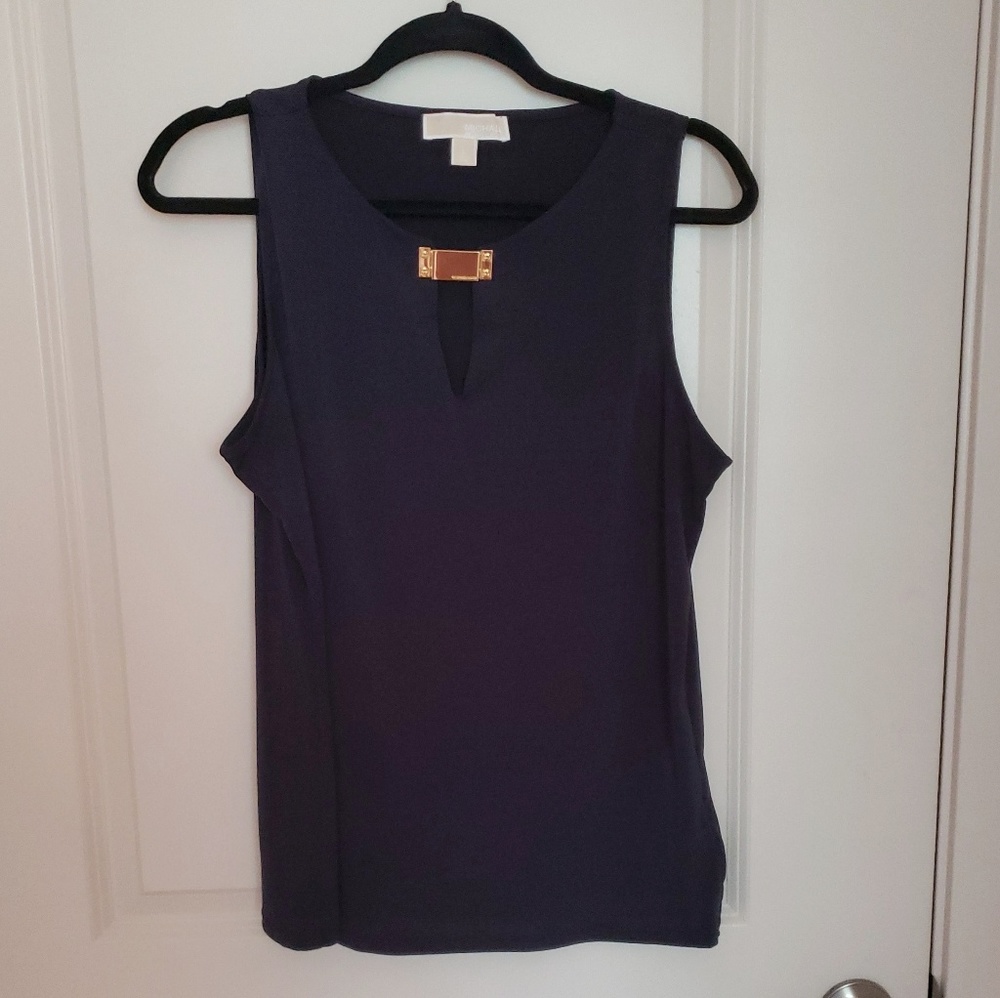 Navy Tank with Gold Plate Detail